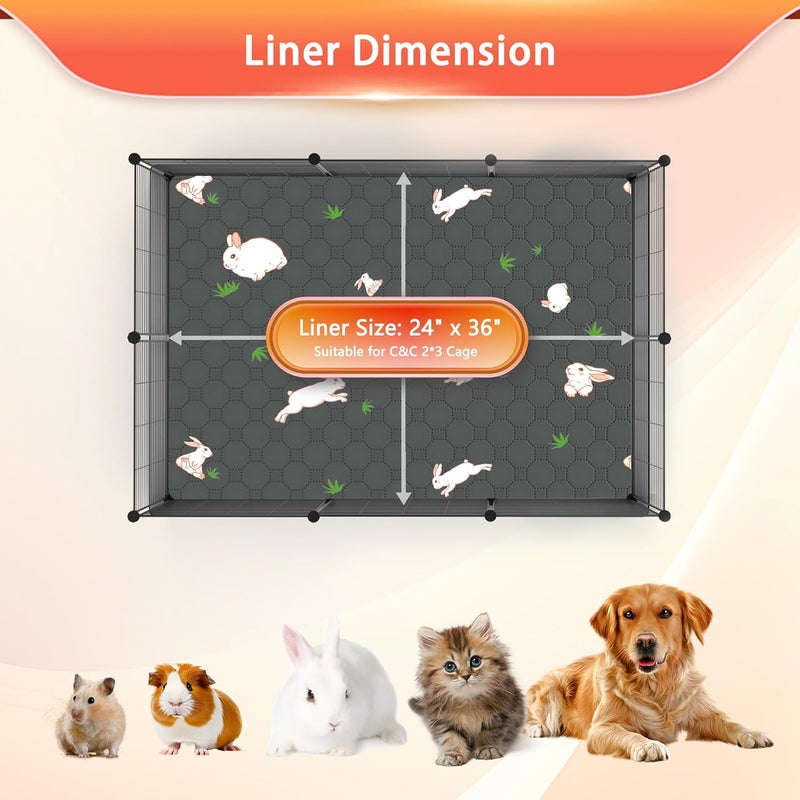 MODESLAB Guinea Pig Cage Liner, Reusable Guinea Pig Bedding Washable Absorbent Pee Pads for Dogs Kitten Rabbit Chinchilla Hamster, Leakproof & Anti Slip (2, C&C 2*3, 24"x36") - Image 2